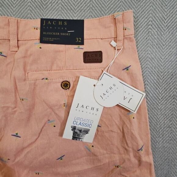 Jachs New York Twill Shorts Men's W32 9" Inseam Pink Surfboard Motif NWT - Picture 7 of 10